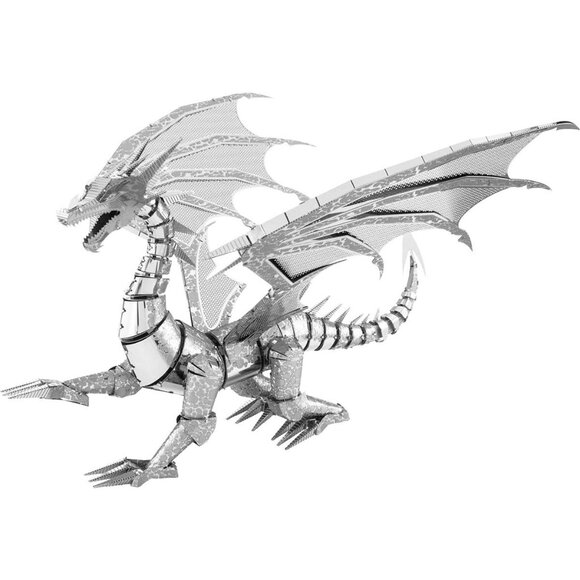 Fascinations Metal Earth Silver Dragon Model Kit Steel Model ICX023 - Picture 6 of 8